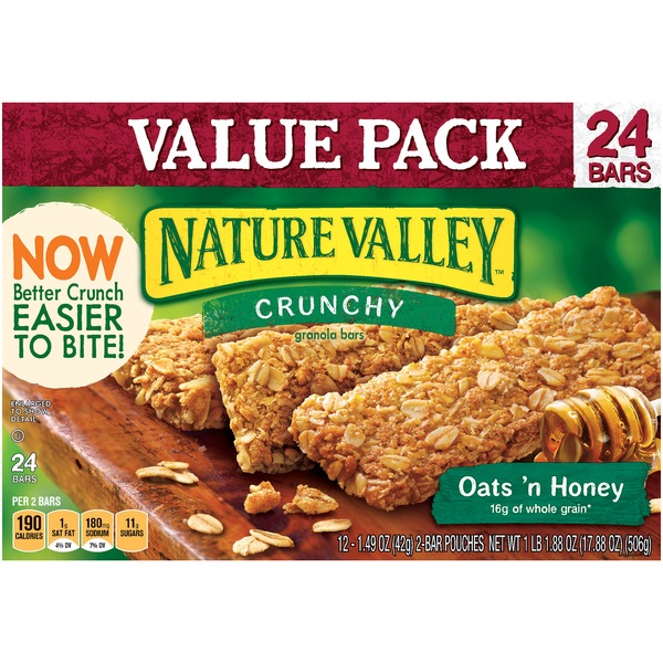 Nature Valley Crunchy Granola Bars Sports Pack, Oats 'n Honey, 24oz, 17.88 oz