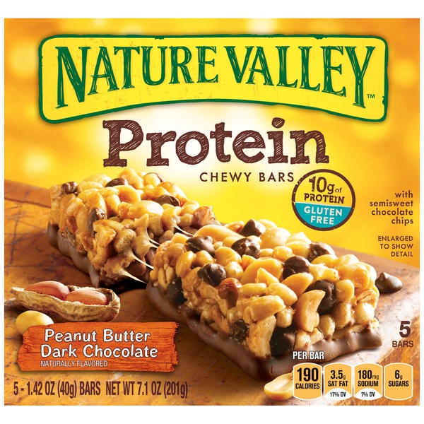 Nature Valley Protein - Barras blandas de mantequilla de maní y chocolate amargo