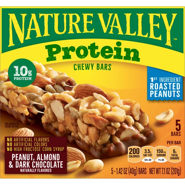 Nature Valley Protein Chewy Bars Peanut, Almond & Dark Chocolate, 5 ct