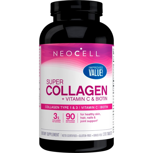 NeoCell Super Collagen + Vitamin C, Collagen Type 1 & 3, 270 CT