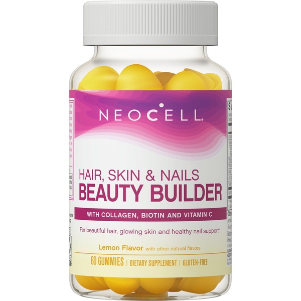 NeoCell Hair, Skin & Nails Beauty Builder, Collagen, Biotin, Vitamin C, Lemon Flavor, 60 Gummies