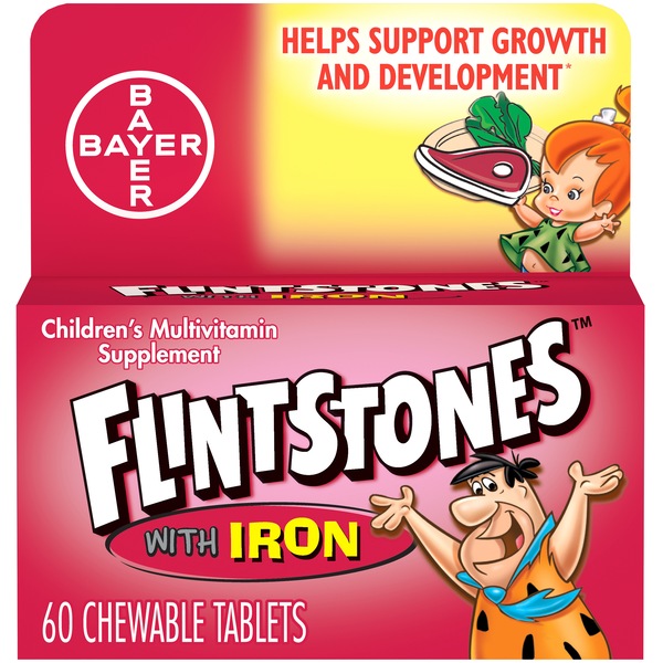 Flintstones - Suplemento multivitamínico para niños en tabletas masticables con hierro, 60 u.