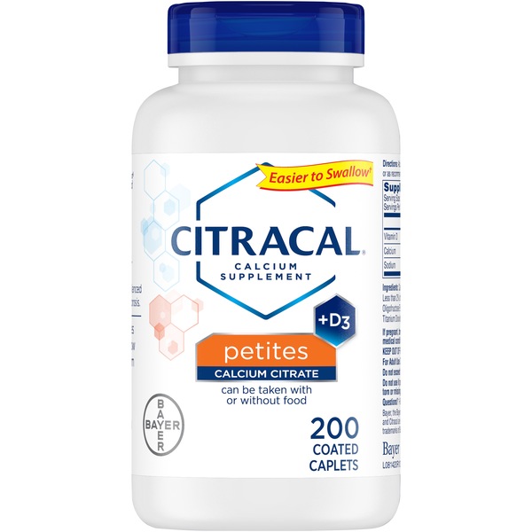 Citracal Petites Calcium Citrate With Vitamin D3, Caplets, 200 CT