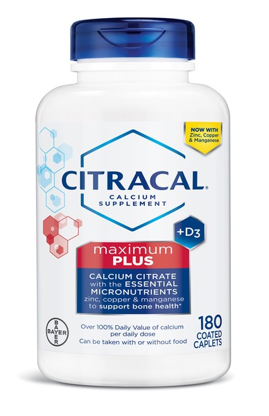Citracal Maximum Plus - Citrato de calcio con vitamina D3 en cápsulas, 180 u.