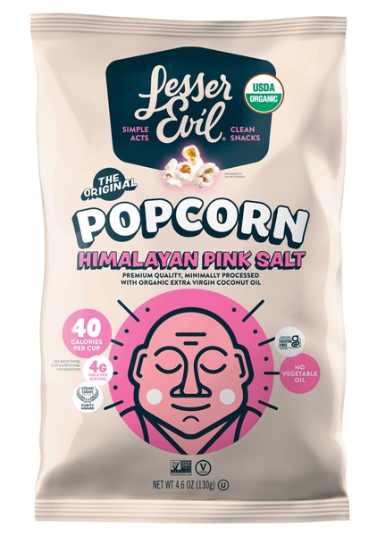 LesserEvil Organic Popcorn, Himalayan Pink Salt, 4.6 Oz