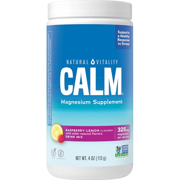 Natural Vitality Calm Magnesium Supplement Drink Mix, Raspberry-Lemon Flavor, 4 OZ