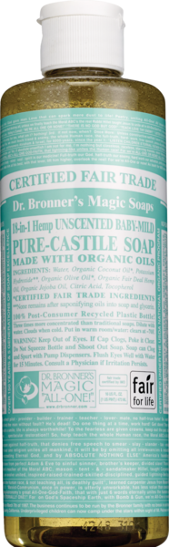 Dr. Bronner's Magic Soaps Unscented Baby-Mild Pure-Castile Liquid Soap, 16 OZ
