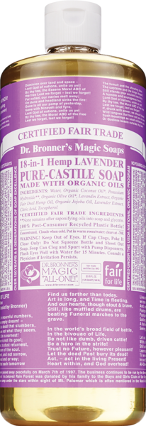 Dr. Bronner's Magic Soaps Lavender Pure-Castile Liquid Soap, 32 OZ