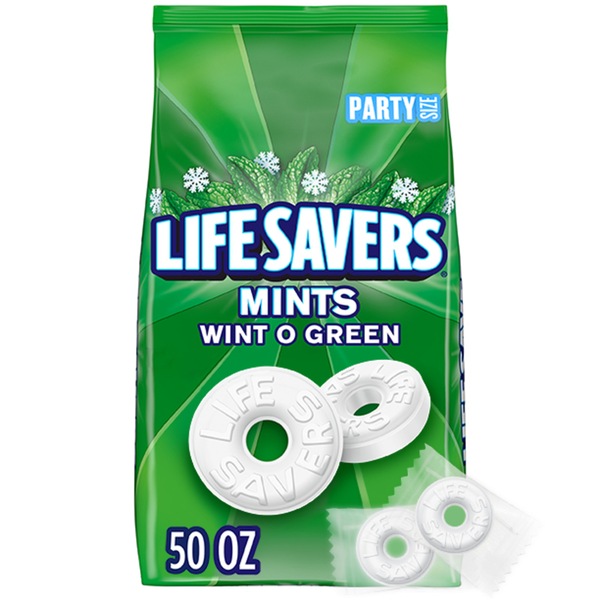 Life Savers Wint-O-Green Breath Mints Hard Candy, Party Size, Bag, 50 oz