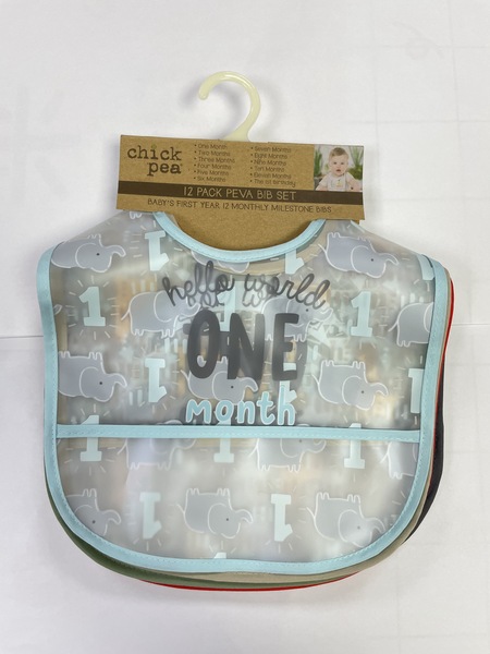 Chickpea 12 Milestone Peva Bibs, 12 CT