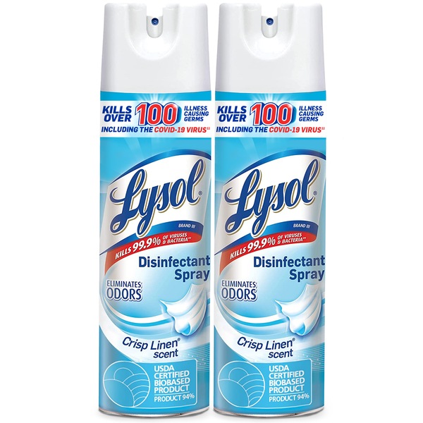 Lysol Disinfectant Spray Value Pack, Crisp Linen Scent, 2-19 OZ