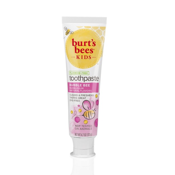 Burt's Bees Kids Fluoride-Free Toothpaste, Bubble Bee Bubblegum Natural Flavors, 4.7 OZ