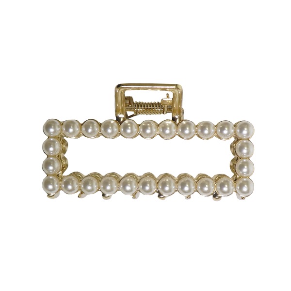 Hive and Co. Gold Metal Claw Clip, Faux Pearl