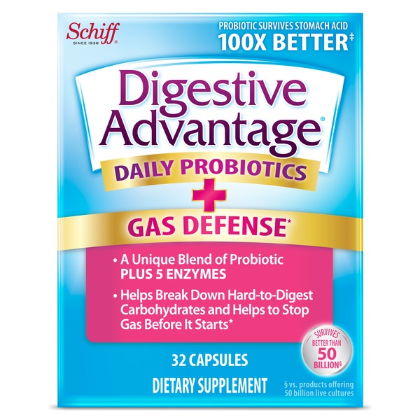 Schiff Digestive Advantage Fast Acting Enzymes + Daily Probiotic, 32 CT