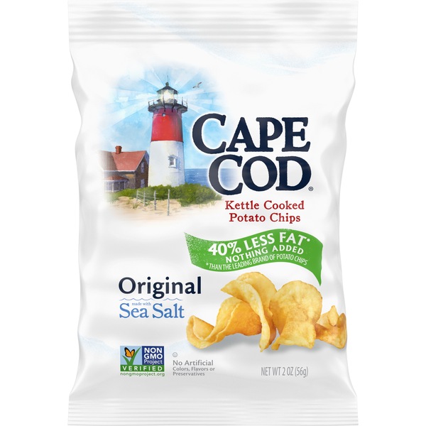 Cape Cod Less Fat Original Kettle Cooked Potato Chips, 2 oz