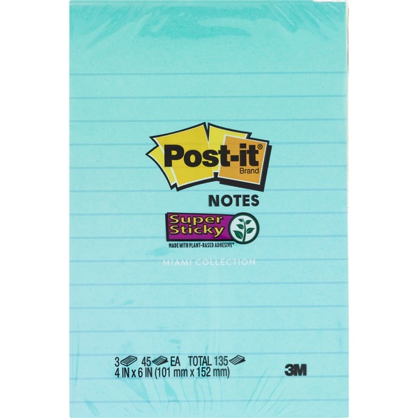 Post It Neon Super Sticky Notes 3 Pads 45 Each Total 135 Sheets