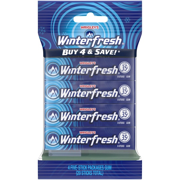 WRIGLEY'S Winterfresh Chewing Gum Bulk Pack, 5 Stick Pack (Pack of 4)