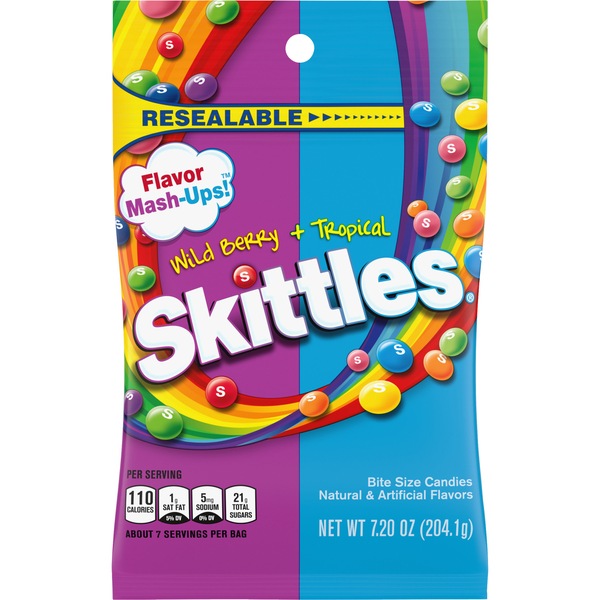 Skittles Flavor Mash-Ups Wild Berry and Tropical Chewy Candy, 7.2 oz