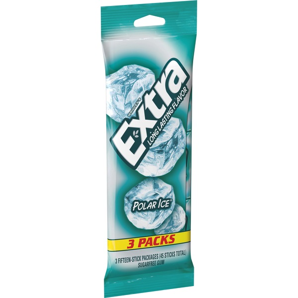EXTRA Polar Ice Sugar Free Gum Back To School Chewing Gum, 15 ct, 3 pk