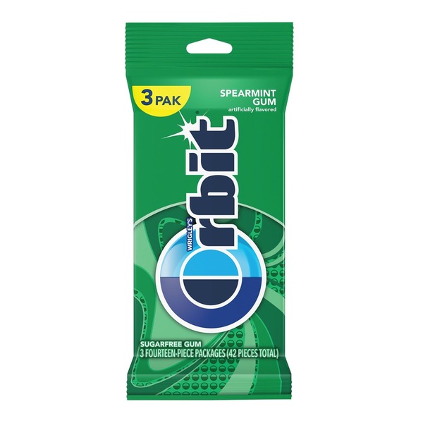 Orbit Spearmint Sugar Free Chewing Gum Multipack, 14 ct, Pack of 3