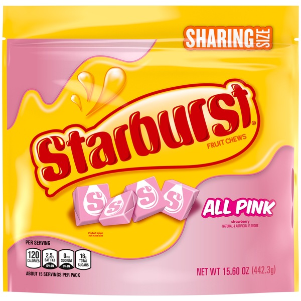 Starburst All Pink Fruit Chews Chewy Candy, Sharing Size, 15.6 oz