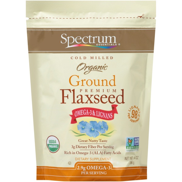 Spectrum Essentials Cold Milled Organic Ground Premium Flax Seed, 14OZ