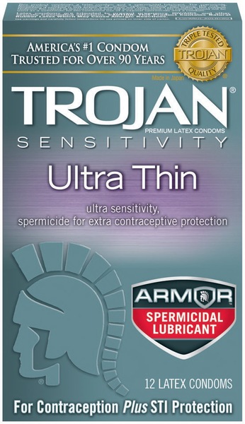 Trojan Ultra Thin, Lubricant Latex Condoms, 12 CT