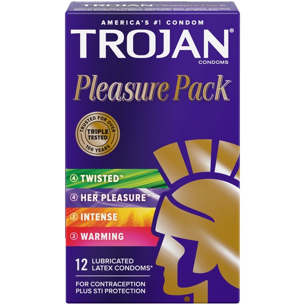 Trojan Pleasure Pack - Condones de látex lubricados