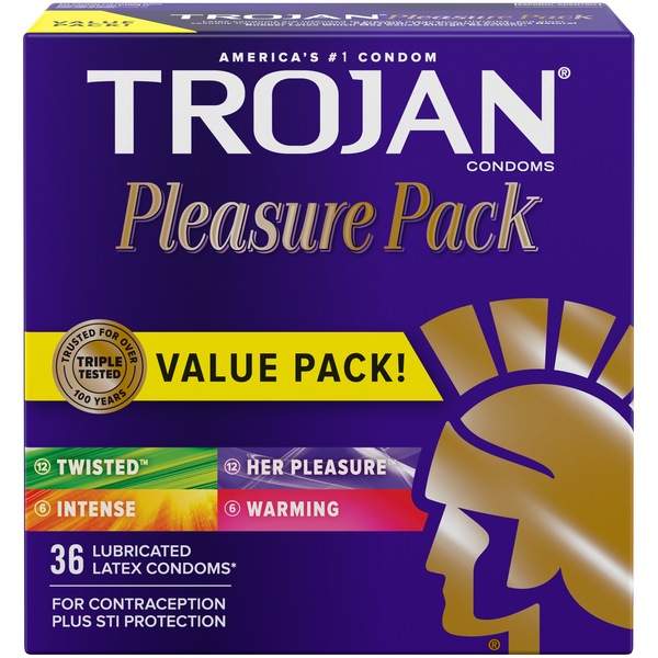 Trojan Pleasure Pack Lubricated Latex Condoms
