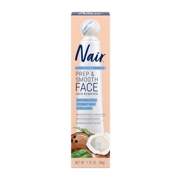 Nair Sensitive Formula Prep & Smooth Face Hair Remover, Coconut Milk & Collagen