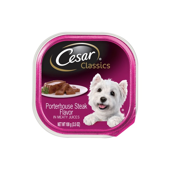 Cesar Classics Canine Cuisine Porterhouse Steak Flavor Dog Food Tray, 3.5 oz