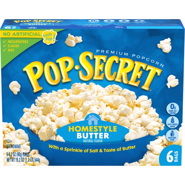 Pop Secret Homestyle Microwave Popcorn, 6 ct, 3.2 oz