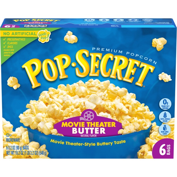 Pop Secret Movie Theater Butter Microwave Popcorn, 6 ct, 3.2 oz