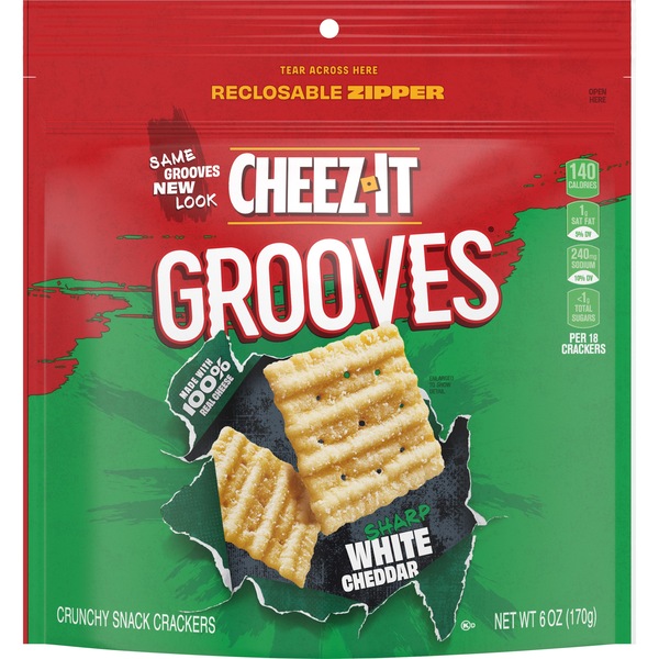 Cheez-It Grooves Sharp White Cheddar Cheese Crackers, 6 oz