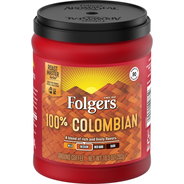 Folgers Colombian Ground Coffee, Medium-Dark Roast, 10.3 oz