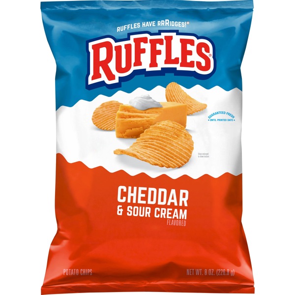 Ruffles Potato Chips Cheddar & Sour Cream Flavored, 8 oz