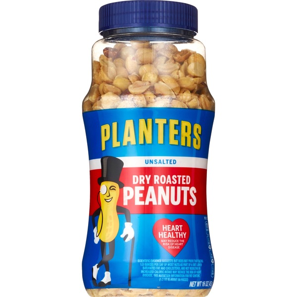 Planters Peanuts Dry Roasted Unsalted, 16 oz