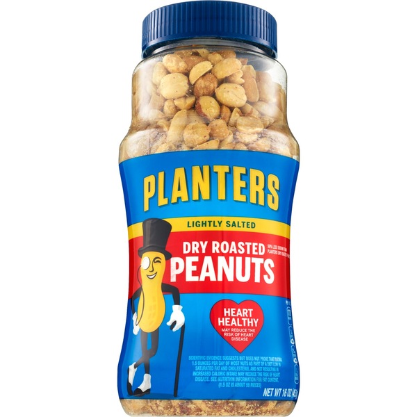 Planters Dry Roasted Peanuts, Lightly Salted, 16 oz