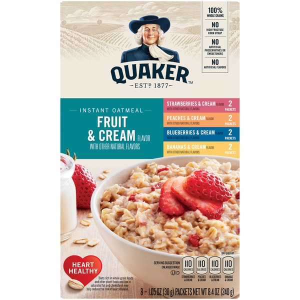 Quaker Oats Instant Oatmeal, Fruit and Cream Variety Pack
