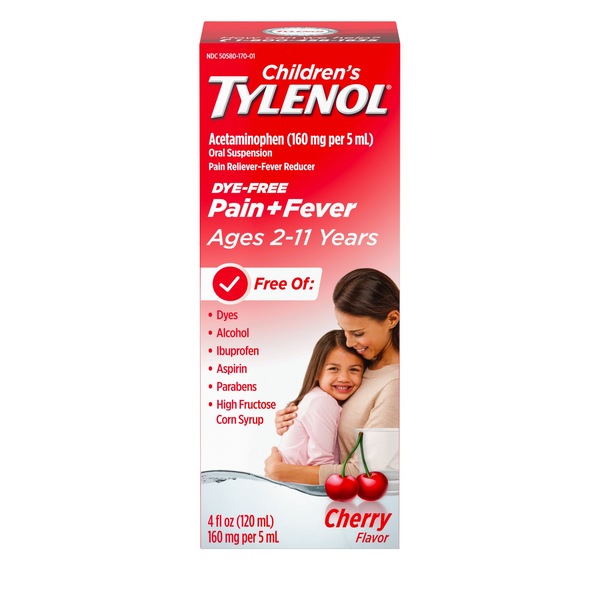 Children's Tylenol Dye-Free Acetaminophen Oral Suspension, Cherry