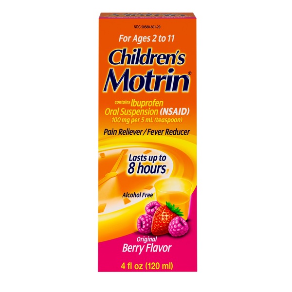 Children's Motrin Ibuprofen Pain Reliever/Fever Reducer, Dye-Free, 4 FL OZ