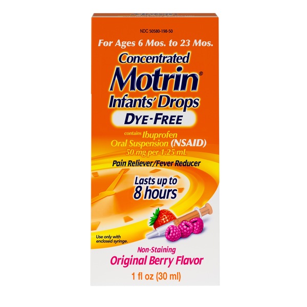 Infants' Motrin Dye Free Concentrated Drops Ibuprofen Oral Suspension, Original Berry, 1 FL OZ