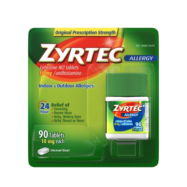 Zyrtec 24HR Allergy Relief Tablets, 10mg Cetirizine HCl
