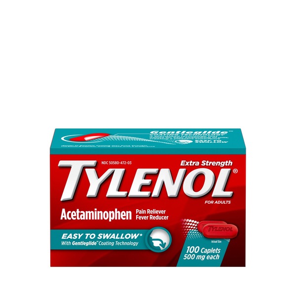 Tylenol Extra Strength Easy to Swallow Caplets, 100 CT