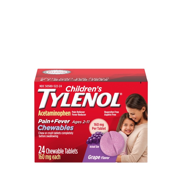 Children's Tylenol Acetaminophen 160 MG Chewable Tablets, 24 CT