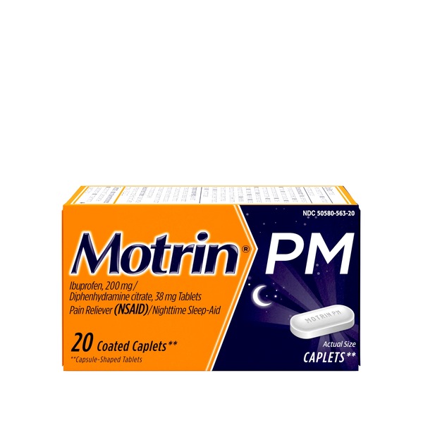 Motrin PM Pain Reliever/Nighttime Sleep-Aid Coated Caplets