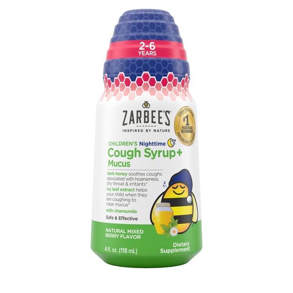 Zarbee's Children's Nighttime Cough Syrup + Mucus Relief, Mixed Berry, 4 OZ