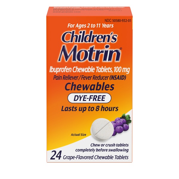 Children's Motrin Ibuprofen Chewable Tablets, Grape, 24 CT
