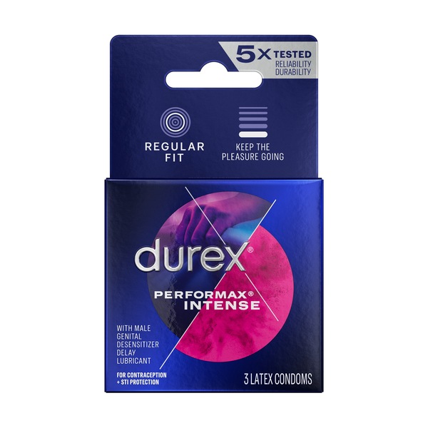 Durex Performax Intense - Condones lubricados premium estriados y punteados