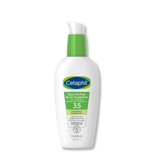 Cetaphil - Loción facial hidratante sin aceites, de uso diario, con protector solar FPS 35 para piel sensible y mixta, 3 oz